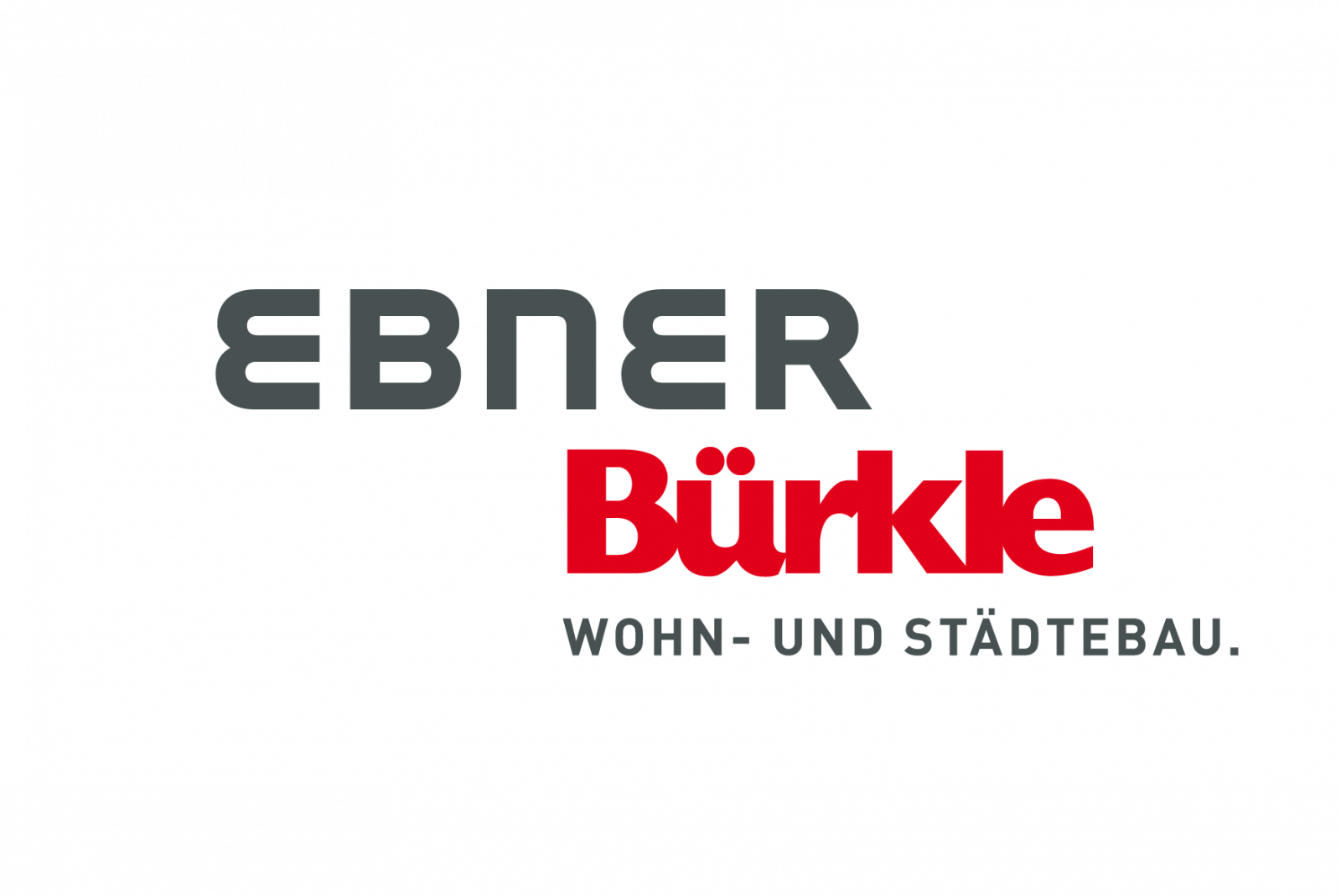 Modernes Logo in Grau und Rot für den Bauträger Ebner & Bürkle Wohn- und Städtebau. Die Wort-Bildmarke verkörpert zeitgemäßes Bauen und Wohnen. Erfahren Sie mehr über den Bauträger: https://www.ebner-unternehmen.de/ebner-buerkle